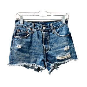 Levi Strauss 501 Button Fly Women's Denim Jeans Shorts Size 25" Small Wash Blue